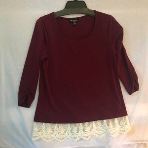I.N. Studio Purple top with lace hem